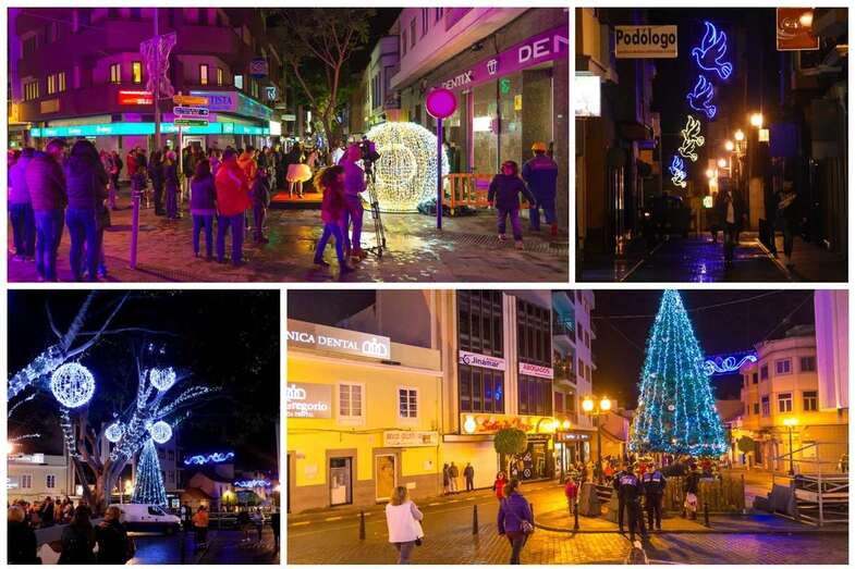 Árbol de Navidad colocado en la zona comercial de Los Llanos (Foto Antonio Rico)